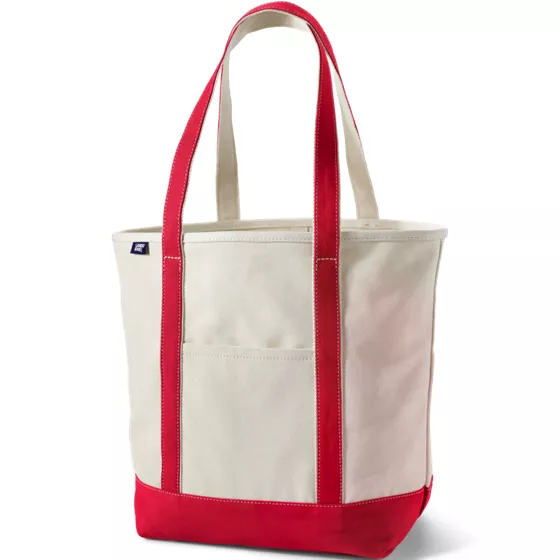 Large 5 Pocket Open Top Long Handle Canvas Tote Bag - primary
