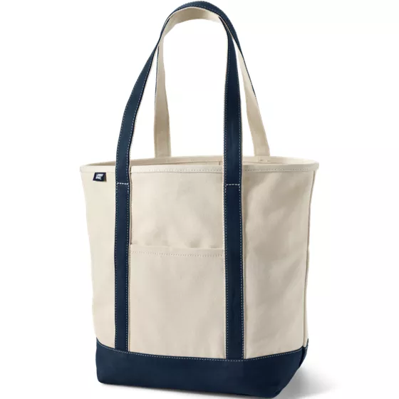 Large 5 Pocket Open Top Long Handle Canvas Tote Bag - primary