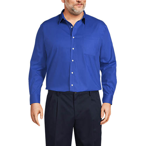 Men's Long Sleeve Straight Collar Broadcloth Dress Shirt - Secondary