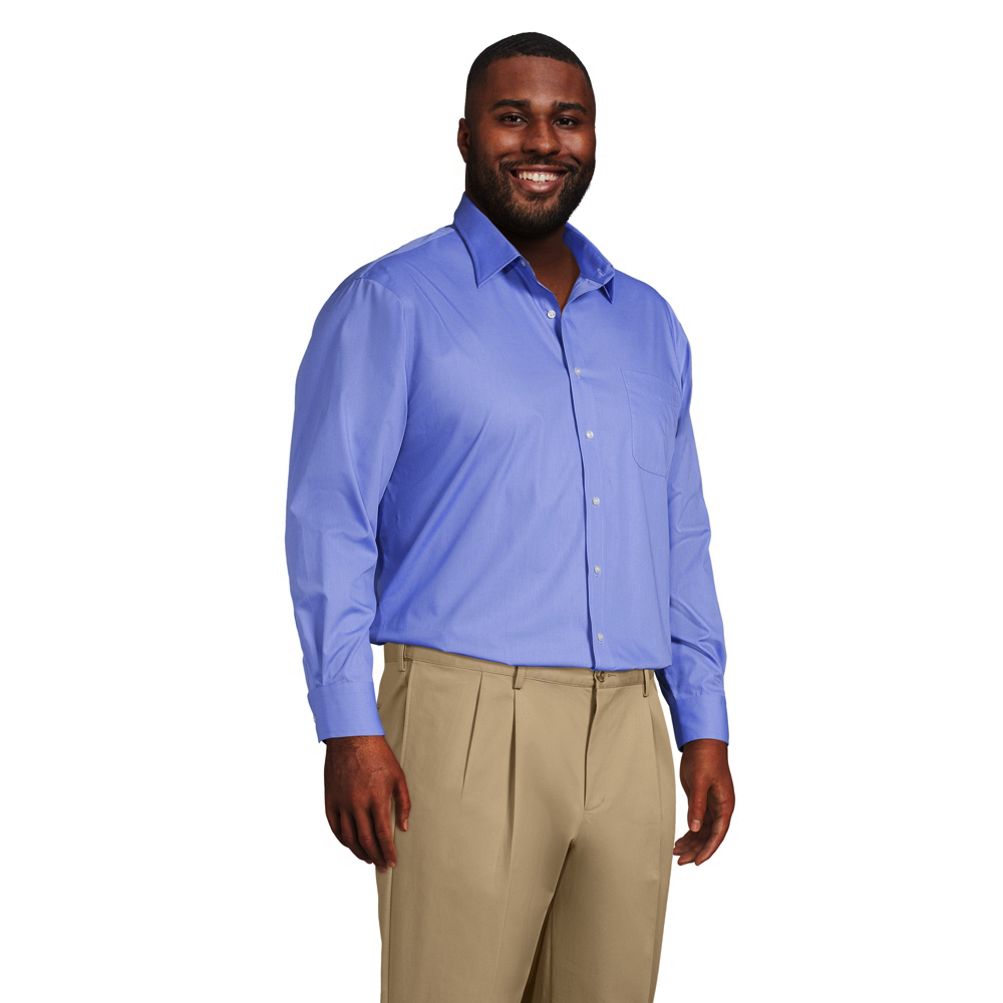 Men's Big and Tall Long Sleeve Straight Collar Broadcloth Dress Shirt