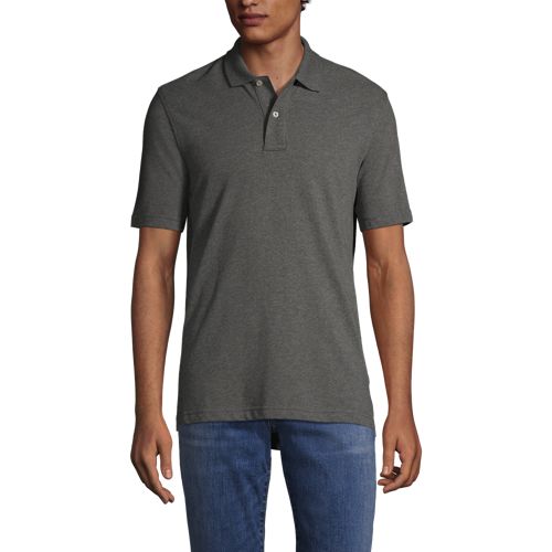 Lands' End Men's Hemmed Mesh Polo (Charcoal Heather)