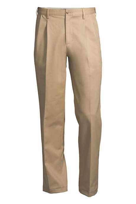 Men's Pleated Traditional Fit No Iron Comfort Waist Chino Pants