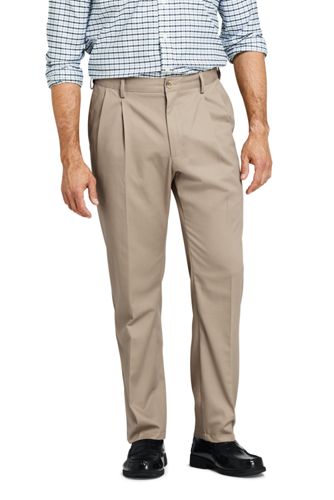 Men's Comfort Waist Pleated No Iron Chino Pants from Lands' End
