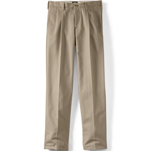  Lands' End Classic Comfort. Bügelleichte Chino Mit Bundfalten, Herren, Größe:46 Regular, Beige, Baumwolle, By Lands' End 