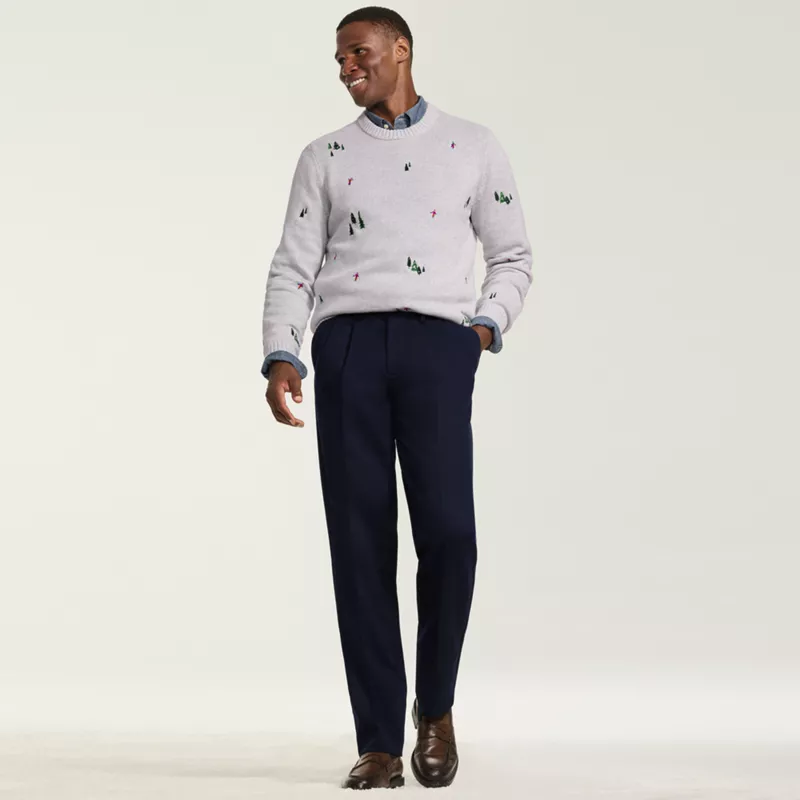 Men's No Iron Comfort Waist Traditional Fit Pleated Front Chino Pant, alternative image