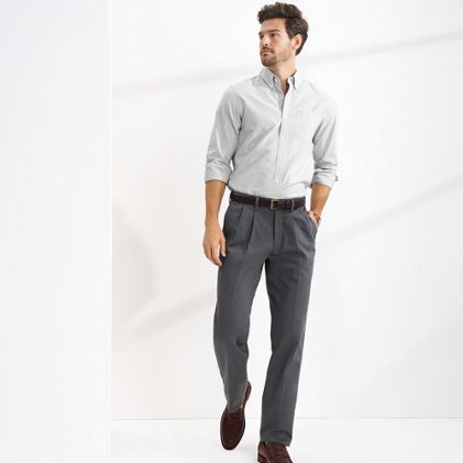 Men's No Iron Comfort Waist Traditional Fit Pleated Front Chino Pant - primary