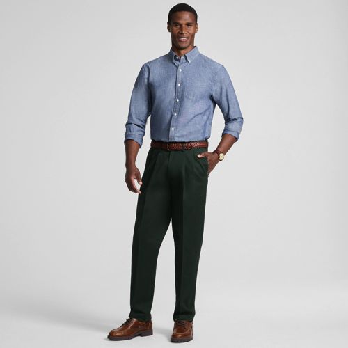 men's no iron dress pant olive color classic fit Pants dressed up for weddings and events men's no iron dress pant