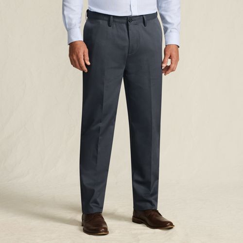 Flat Front Non-iron Chinos, Comfort Waist, Men, size: 36, regular, Grey, Cotton, by Lands' End