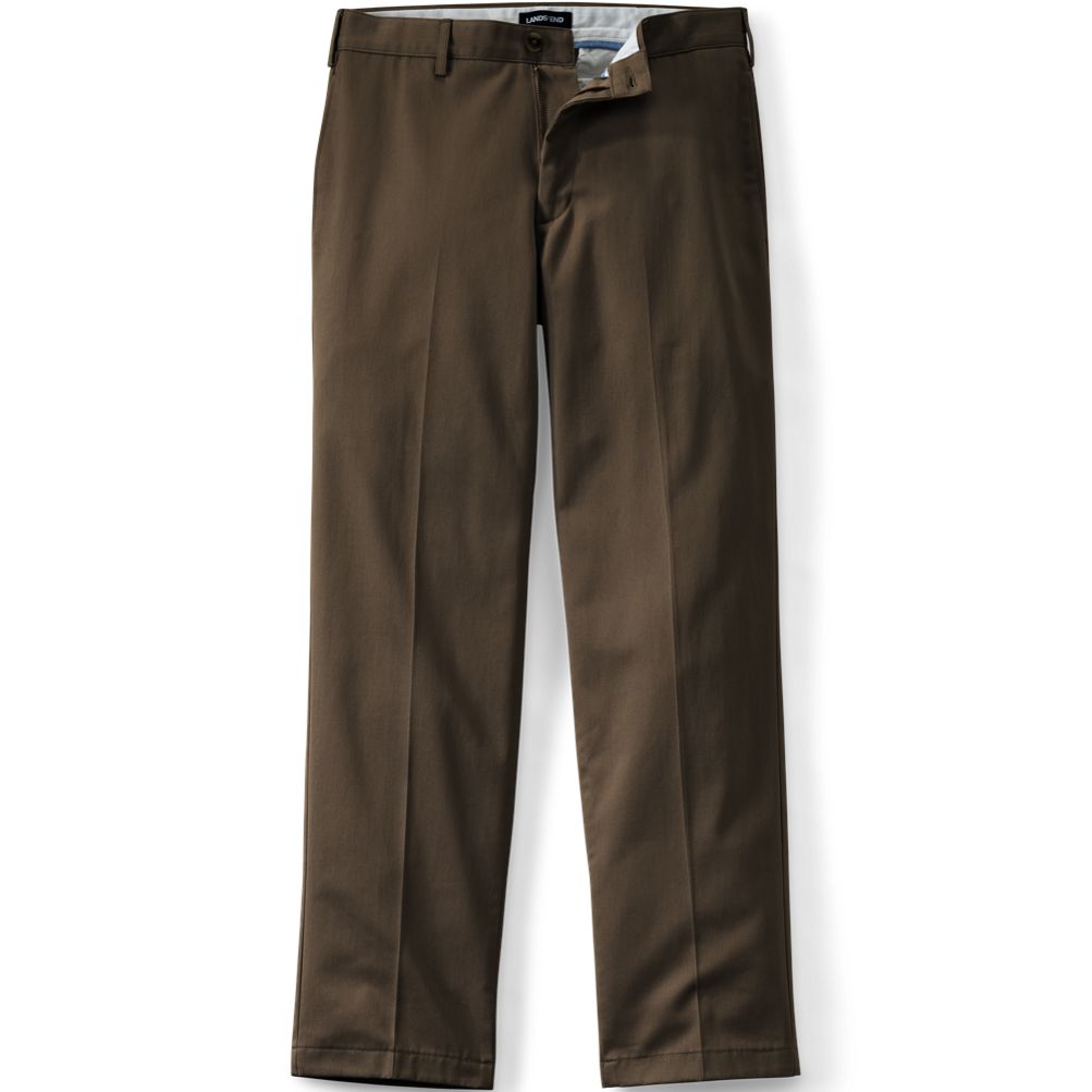 Men's No Iron Traditional Fit Plain Front Chino Pant | Lands' End