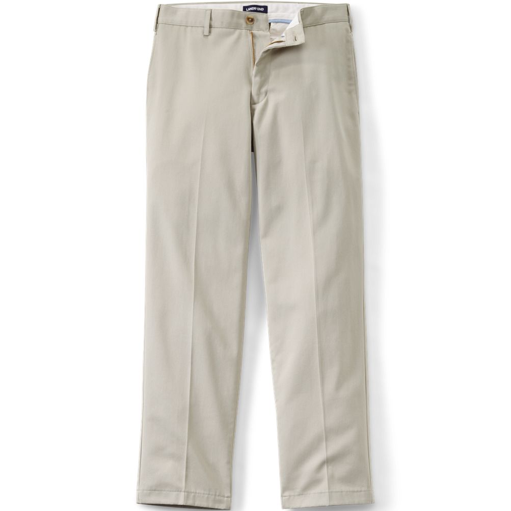 Men's No Iron Traditional Fit Plain Front Chino Pant | Lands' End