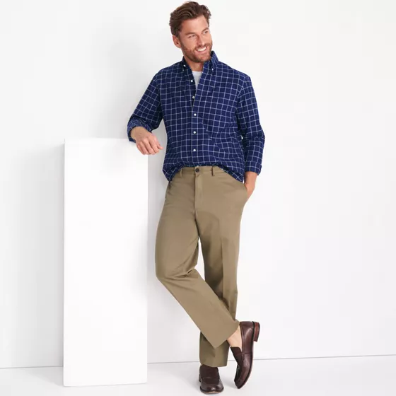 Men's No Iron Traditional Fit Plain Front Chino Pant - primary