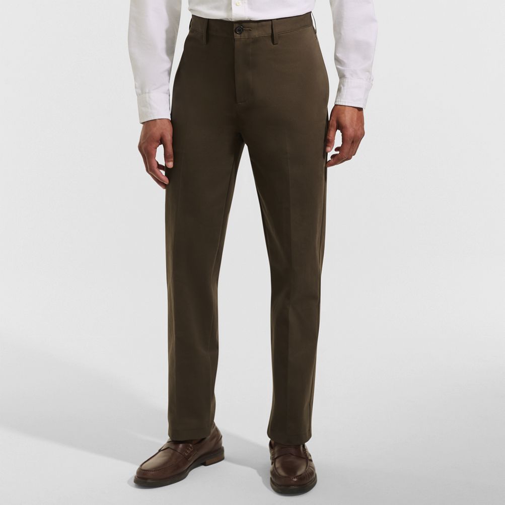 Men's No Iron Traditional Fit Plain Front Chino Pant | Lands' End