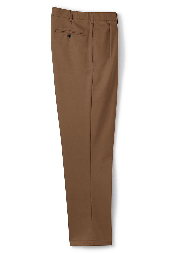 Shop Now For The Men's Traditional Fit Pleated No Iron Chino Pants - Lands' End - Brown - 30