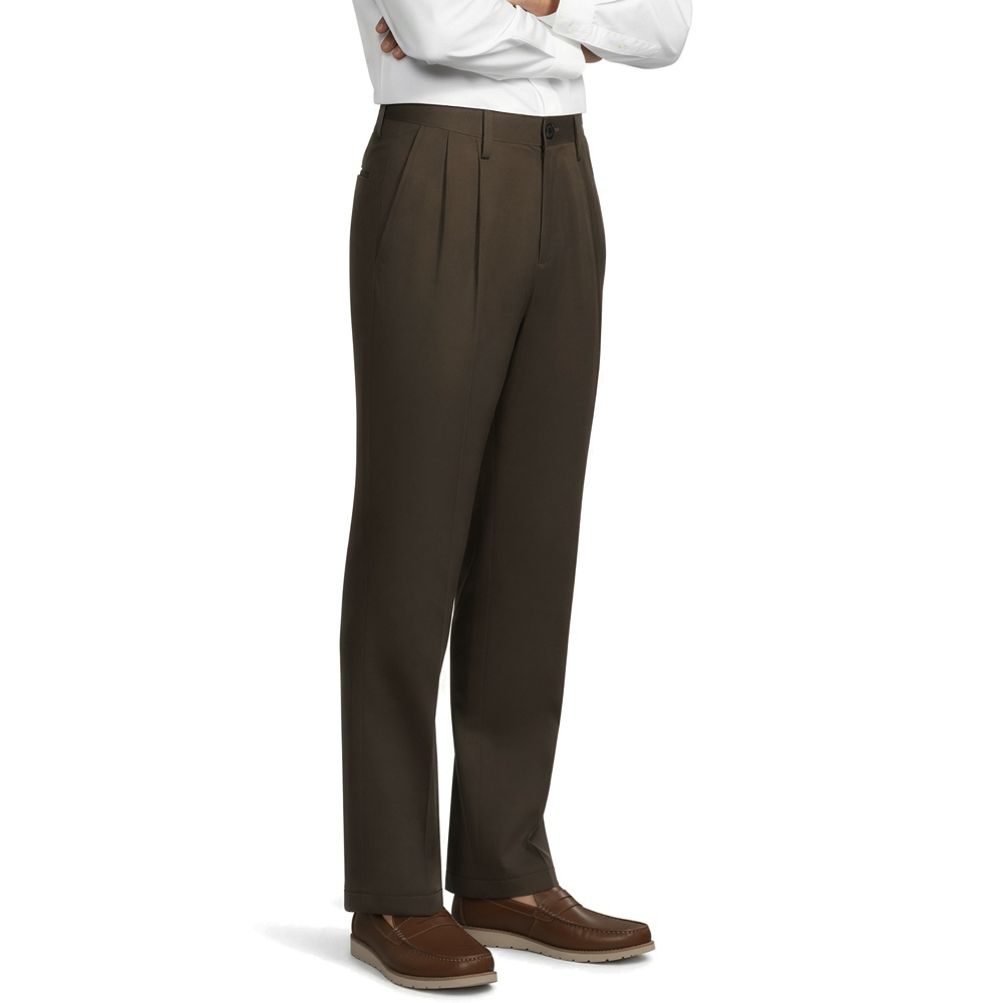 Men's No Iron Traditional Fit Pleated Front Chino Pant | Lands' End