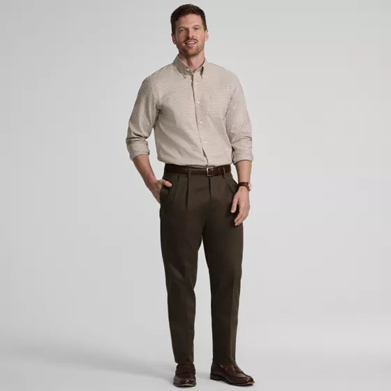 Men's No Iron Traditional Fit Pleated Front Chino Pant - primary
