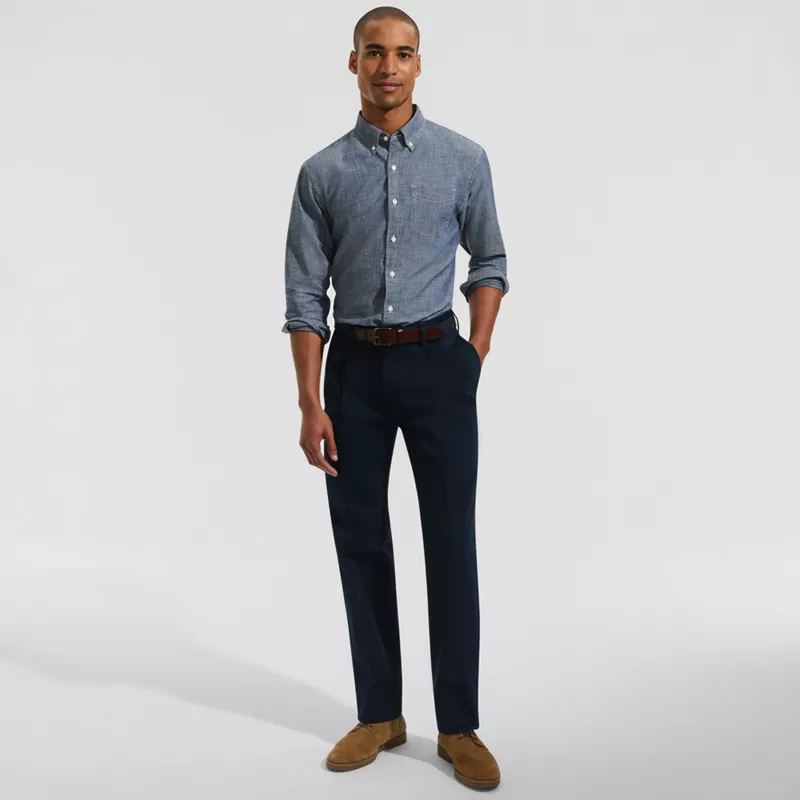 Men's No Iron Traditional Fit Pleated Front Chino Pant, alternative image