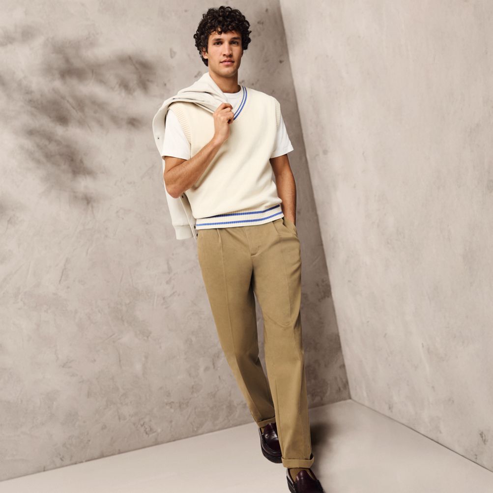 Men s Traditional Fit Pleated No Iron Chino Pants Lands End
