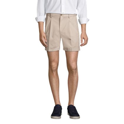 Men's No Iron 6" Comfort Waist Pleated Front Chino Short - image 1