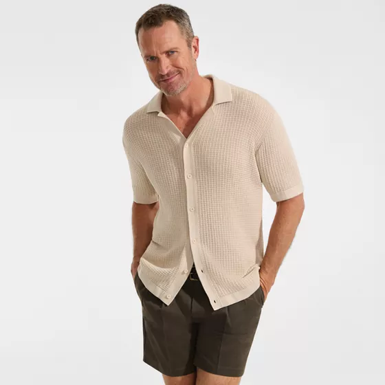 Men's No Iron 6" Comfort Waist Pleated Front Chino Short - primary