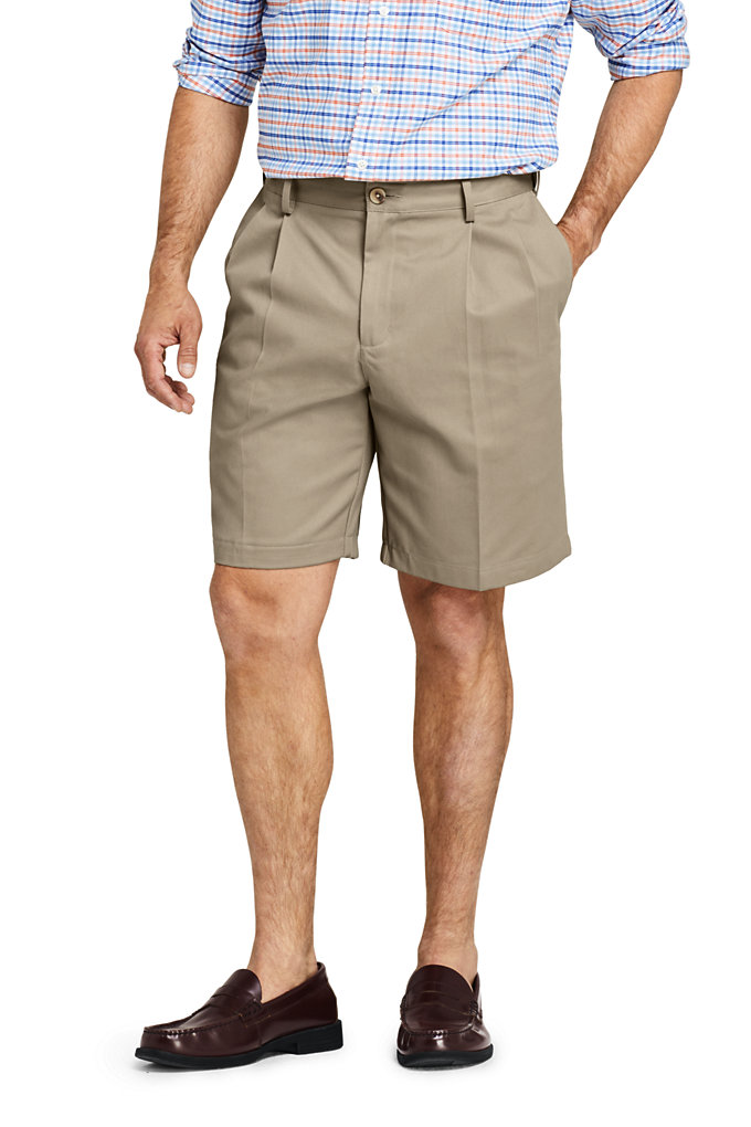 Men's Comfort Waist Pleated 9 Inch No Iron Chino Shorts
