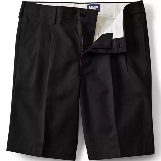 Men's No Iron 9" Comfort Waist Pleated Front Chino Short - primary