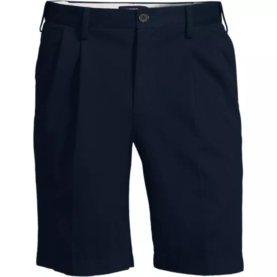 School Uniform Men's Big and Tall No Iron 9" Comfort Waist Pleated Front Chino Short - primary