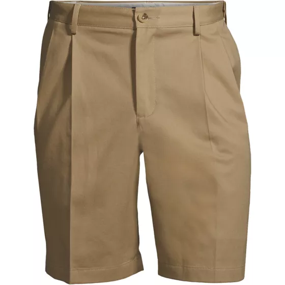 School Uniform Men's Big and Tall No Iron 9" Comfort Waist Pleated Front Chino Short - primary