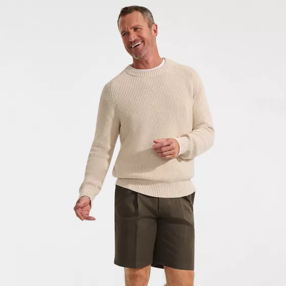 Men's No Iron 9" Comfort Waist Pleated Front Chino Short - primary
