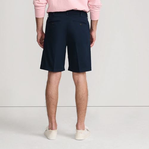Men's No Iron 9" Comfort Waist Pleated Front Chino Short, Back