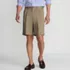 Men's No Iron 9" Comfort Waist Pleated Front Chino Short, Front