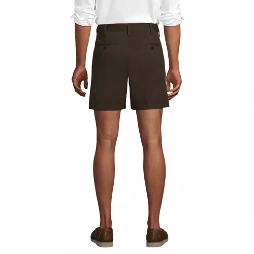 Men's No Iron 6" Comfort Waist Plain Front Chino Short, Back