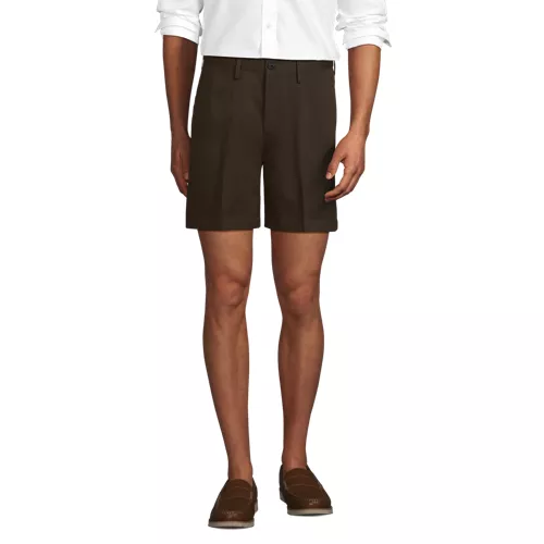 Men's No Iron 6" Comfort Waist Plain Front Chino Short, Front