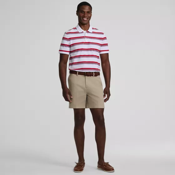 Men's No Iron 6" Comfort Waist Plain Front Chino Short - primary