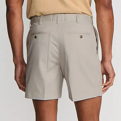 Men's No Iron 6" Comfort Waist Plain Front Chino Short, Back