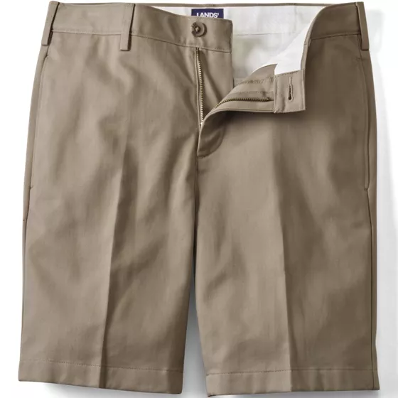 Men's Big and Tall No Iron 9" Comfort Waist Plain Front Chino Short - primary