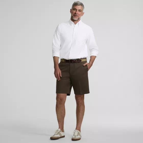Men's No Iron 9" Comfort Waist Plain Front Chino Short - primary