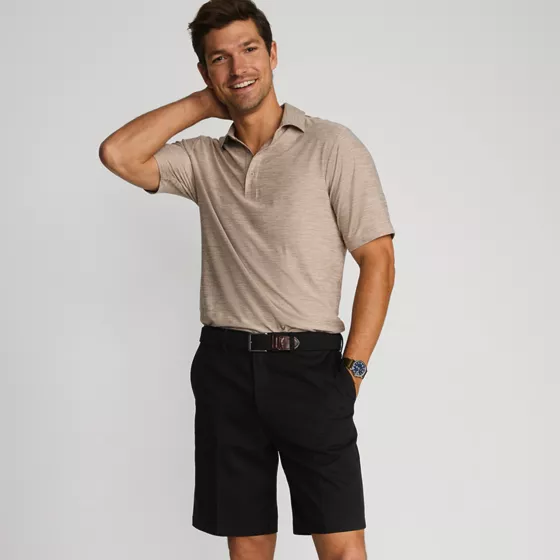 Men's No Iron 9" Comfort Waist Plain Front Chino Short - primary