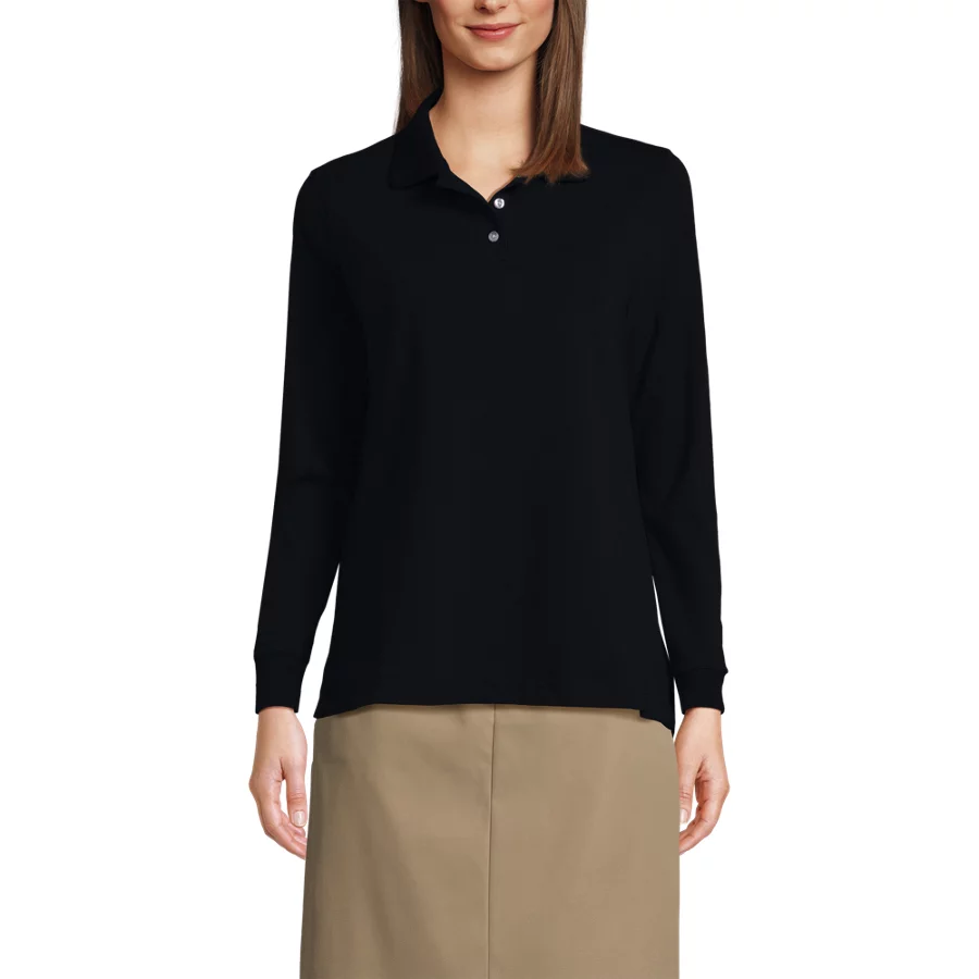 School Uniform Long Sleeve Interlock Polo Shirt view 6