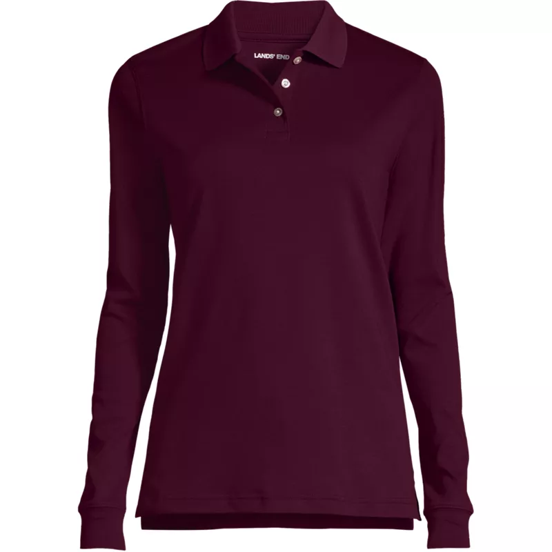 Women's Long Sleeve Interlock Polo Shirt, Front