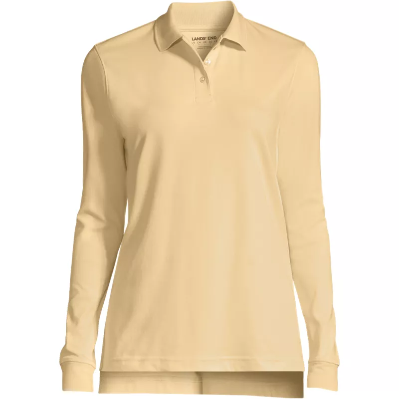 Women's Long Sleeve Interlock Polo Shirt, Front