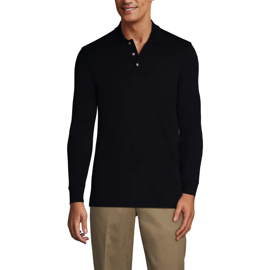 School Uniform Long Sleeve Interlock Polo Shirt view 3