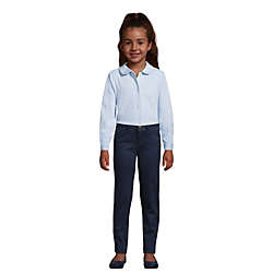 School Uniform Little Girls Long Sleeve Button Front Peter Pan Collar Knit Shirt, alternative image