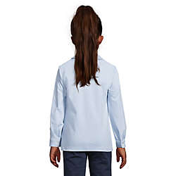 Little Girls Long Sleeve Button Front Peter Pan Collar Knit Shirt, Back