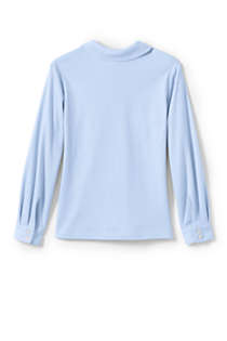 Lands End School Uniform Girls Long Sleeve Button Front Peter Pan Collar Knit Shirt