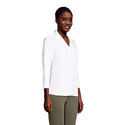 Women's Cotton Polyester 3/4 Sleeve Interlock Johnny Collar, alternative image