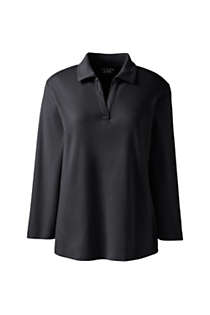 Women's Cotton Polyester Three Quarter Sleeve Interlock Johnny Collar