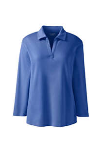 Women's Cotton Polyester Three Quarter Sleeve Interlock Johnny Collar