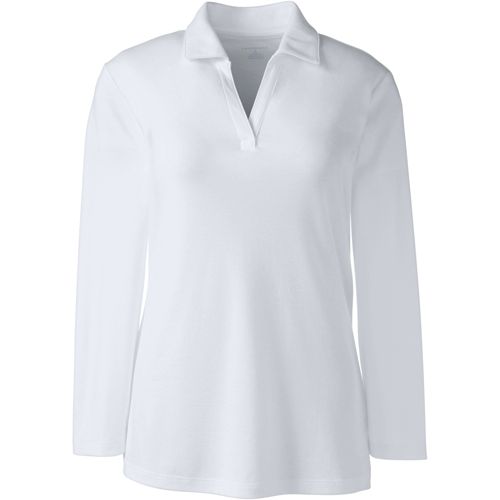 Women's Cotton Polyester Three Quarter Sleeve Interlock Johnny Collar