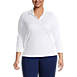 Women's Plus Size Cotton Polyester 3/4 Sleeve Interlock Johnny Collar, Front