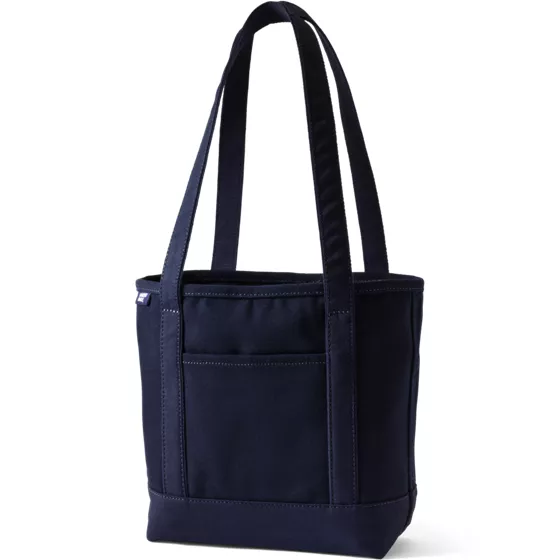 School Uniform Medium Solid Color 5 Pocket Open Top Long Handle Canvas Tote Bag - primary